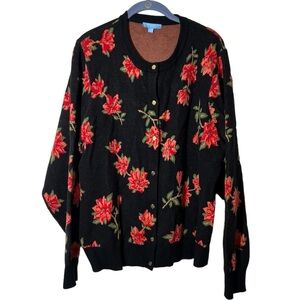 Draper James black floral cardigan sweater